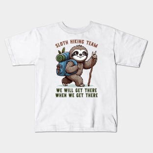 Sloth Hiking Team Funny Hiking Kids T-Shirt